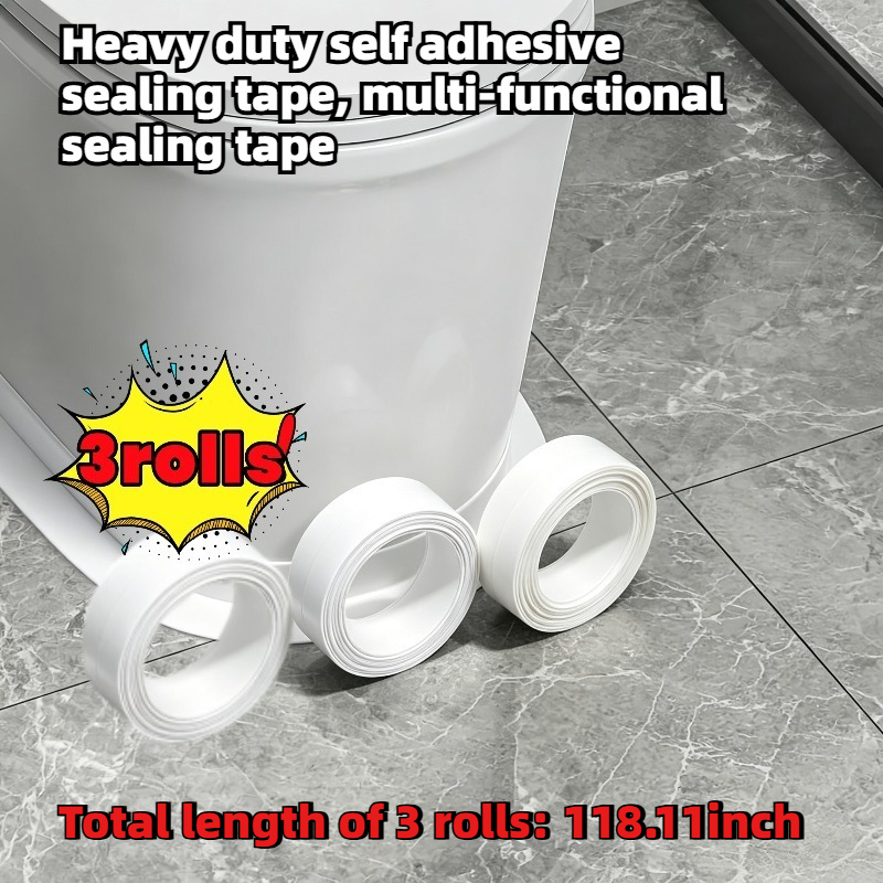TEMU 3 Rolls New Reinforced Heavy-duty Sealing Tapes, Total Length 118.11 Inches, Self-adhesive Pvc Gasket Strips, Multifunctional Sealing Tapes,