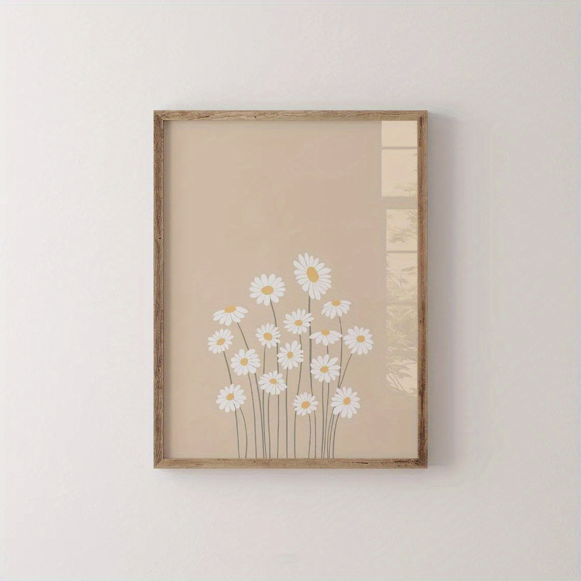 E-shop 2D Flat, 2D Flat, ., Wandkunst, Blumenposter, Creme Gänseblümchen Wandkunst, Blumenkunstdruck, Boho Kunstwerk, Neutrale Wandkunst, Weiße Beige