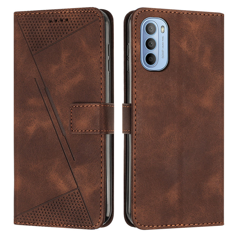 TEMU Phone Case - Faux Leather Wallet Case With 4 Card Slots For Motorola, Suitable For Moto G62 5g, Striped Faux Leather Wallet Case With 4 Card