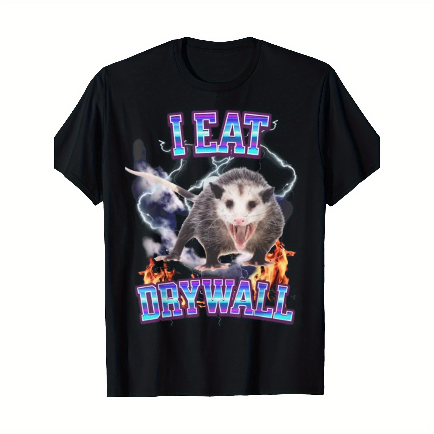 

Men's ' Drywall Possum' Graphic Tee - 100% Cotton, Breathable & Soft, Casual Round Neck T-shirt For All