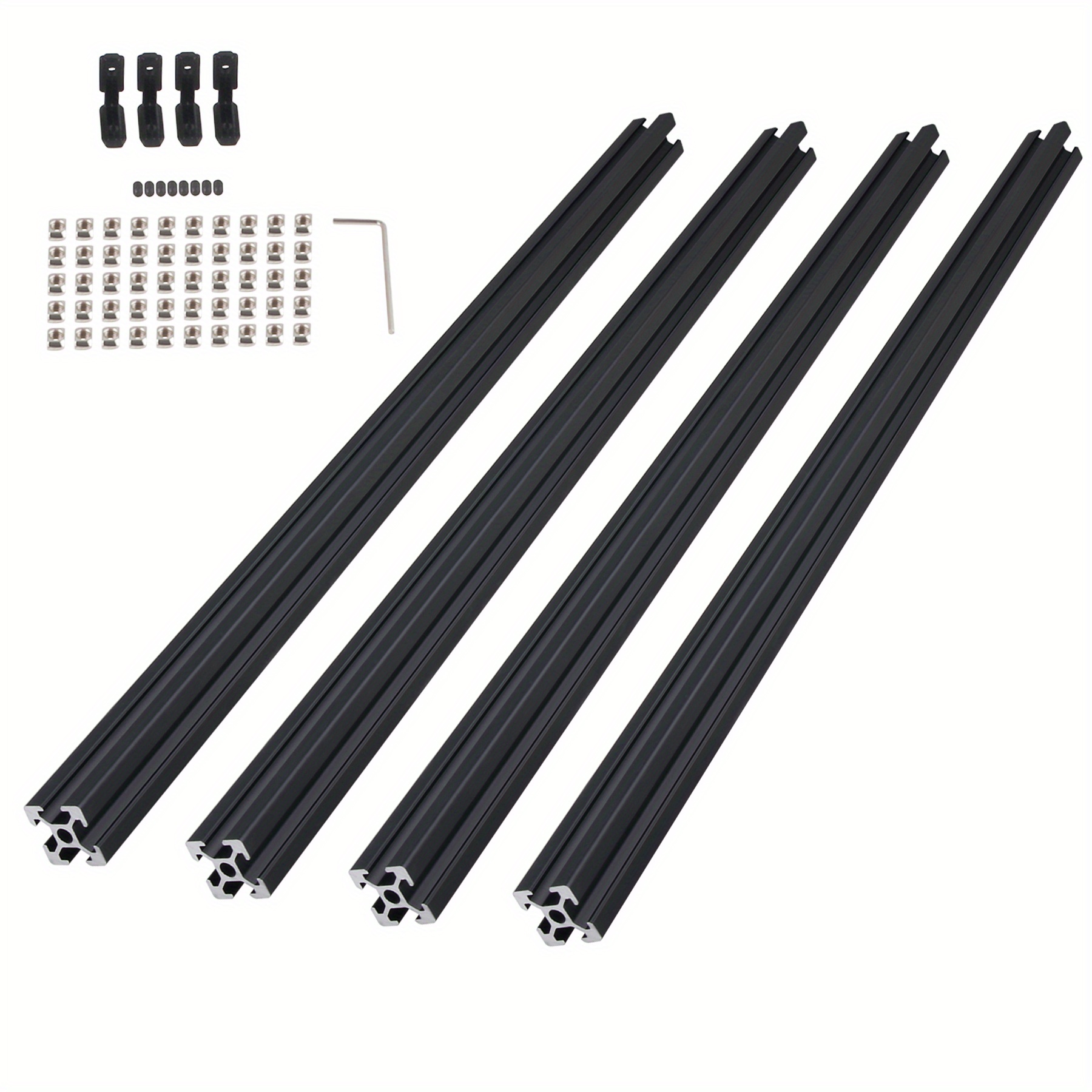Image of 4pcs 2020 T Type Aluminium Profile 600mm European Standard Aluminium Extrusion Black Extrusion Frame For Diy 3d Printer And Cnc Machine