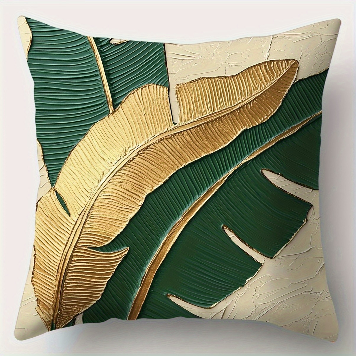 4pcs vintage botanical leaf print pillow covers double sided 2d flat printed soft plush decorative pillowcases with zipper closure multiple sizes for living room bedroom sofa machine washable home decor pillow covers for living room bedroom accessories   decor luxurious texture 2d flat Product details 6