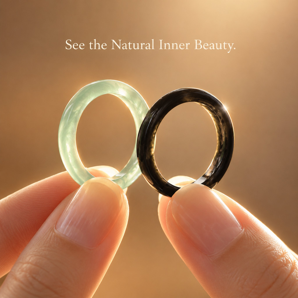 2pc Natural Stone Ring Set with Black & Green Agate