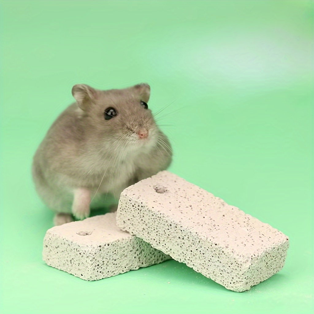 HAMKU 10er Set Zahnschleifsteine Für Nagetiere - Vulkanstein & Calcium Mischung