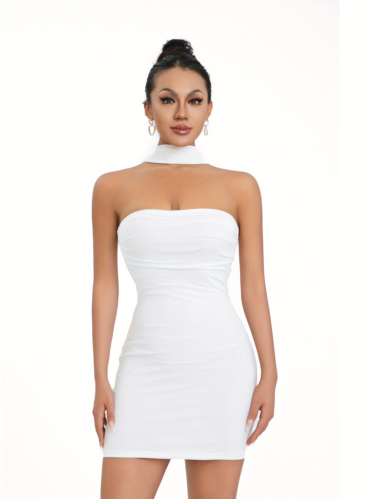 white bodycon tube dress Cut-Out Bandeau Mini Dress in White - XL