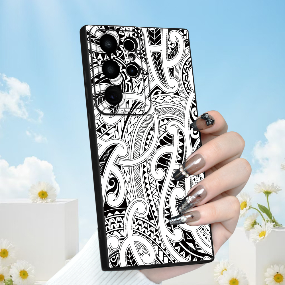 TEMU Phone Case: Maori Style Themed Pattern S26 Ultra/s26 Plus/s26 Summer Matte Textured Drop-proof New Phone Case For Men, Women, And Students, For