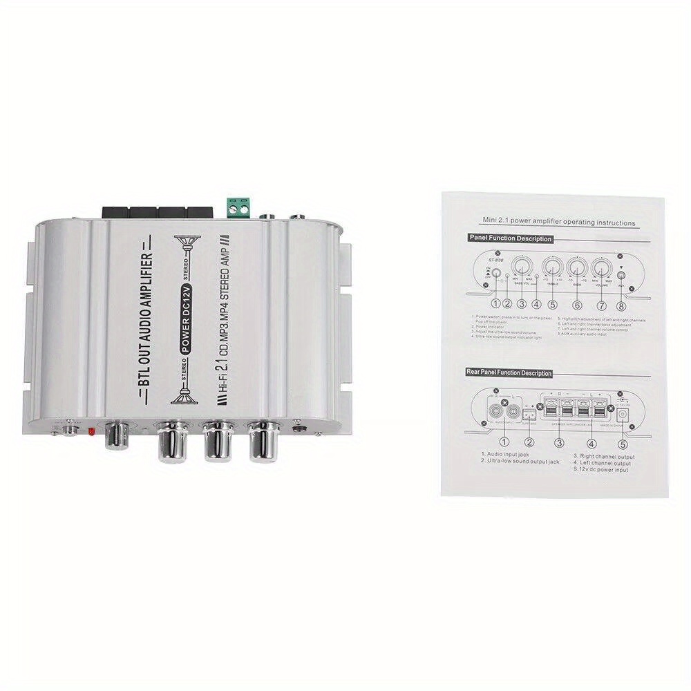 ST-838 2.1 Channel 400W Car Audio Amplifier with Aluminum Alloy Housing and Bass Boost