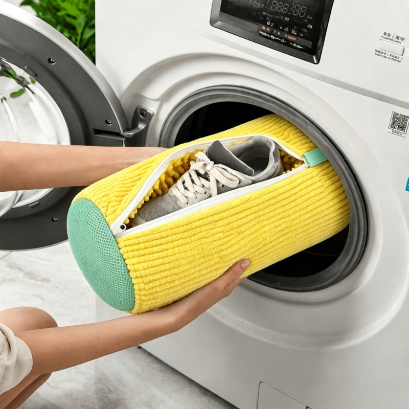 TEMU Sac de lavage pour chaussures, compatible lave-linge, fibre moelleuse pour un nettoyage complet à 360°, sac de lessive réutilisable avec