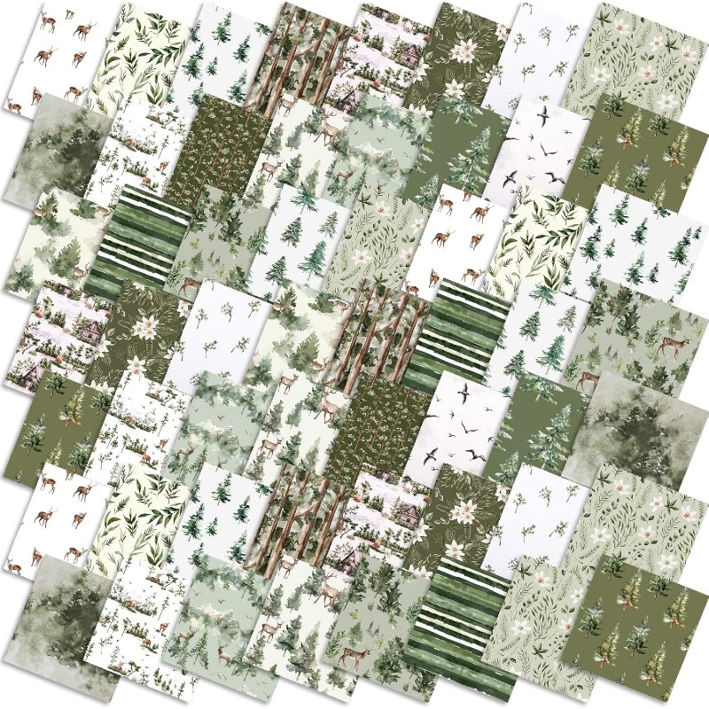 TEMU A Set Of 50pcs Measuring 10x10 Cm (3.9x3.9 Inches) From The Thanksgiving Collection: Featuring Jungle Design, Are Hand-stitched Fabric Pieces.