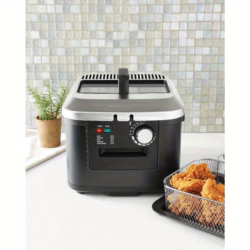 4l 1800w   with digital temperature control viewing window detachable cord matte black stainless steel lid iron construction charcoal air filter for home      