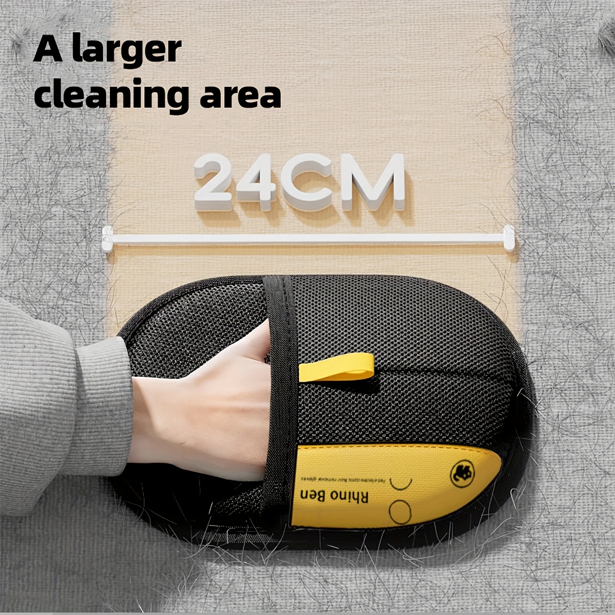   large pet static electricity hair removal glove a black polypropylene cat grooming glove with yellow accents measuring 24 99  98cm this glove   removes pet hair and dander making it an essential tool for cat and dog Product details 1