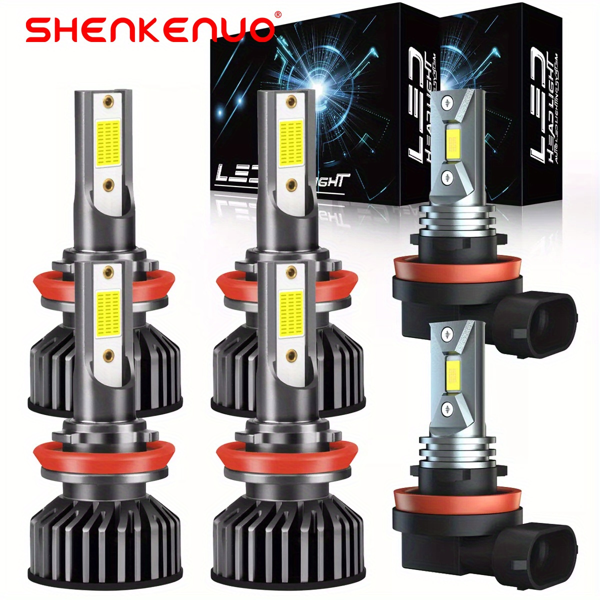 

6pcs H9 H11 H11 Combo Led Headlight + Fog Light Bulbs Kit Super