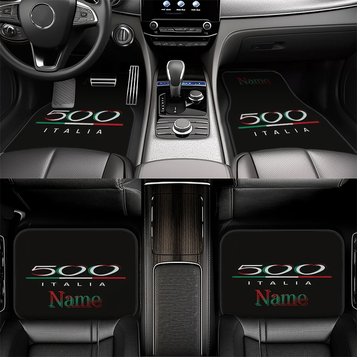 TEMU 4 tappetini auto personalizzabili, stampati con il tuo e la tua personalit�. 500 elementi ITALIA adatti a tutti i modelli di auto. Un regalo di