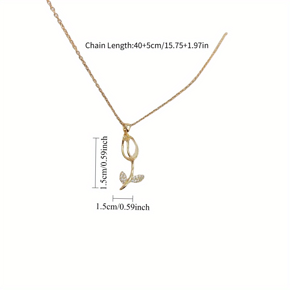 Women's Elegant Tulip Pendant Necklace, Sparkling Design