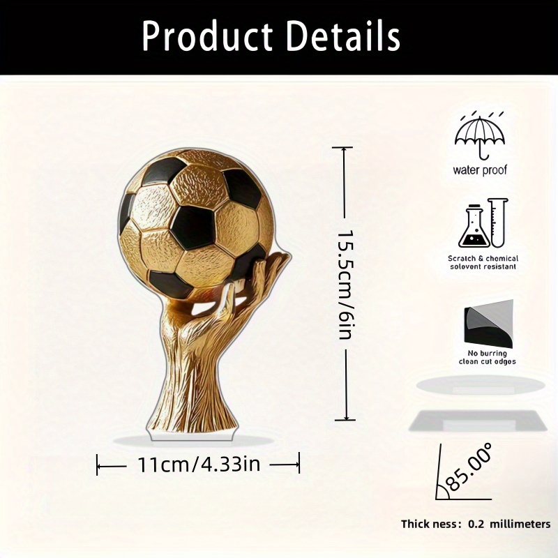 E-shop 2D Flach . Fußball Kreatives Deko-Ornament, Acryl Integriertes L-förmiges Design, Geeignet für Zuhause, Bauernhaus, Wohnzimmer, Schlafzimmer,