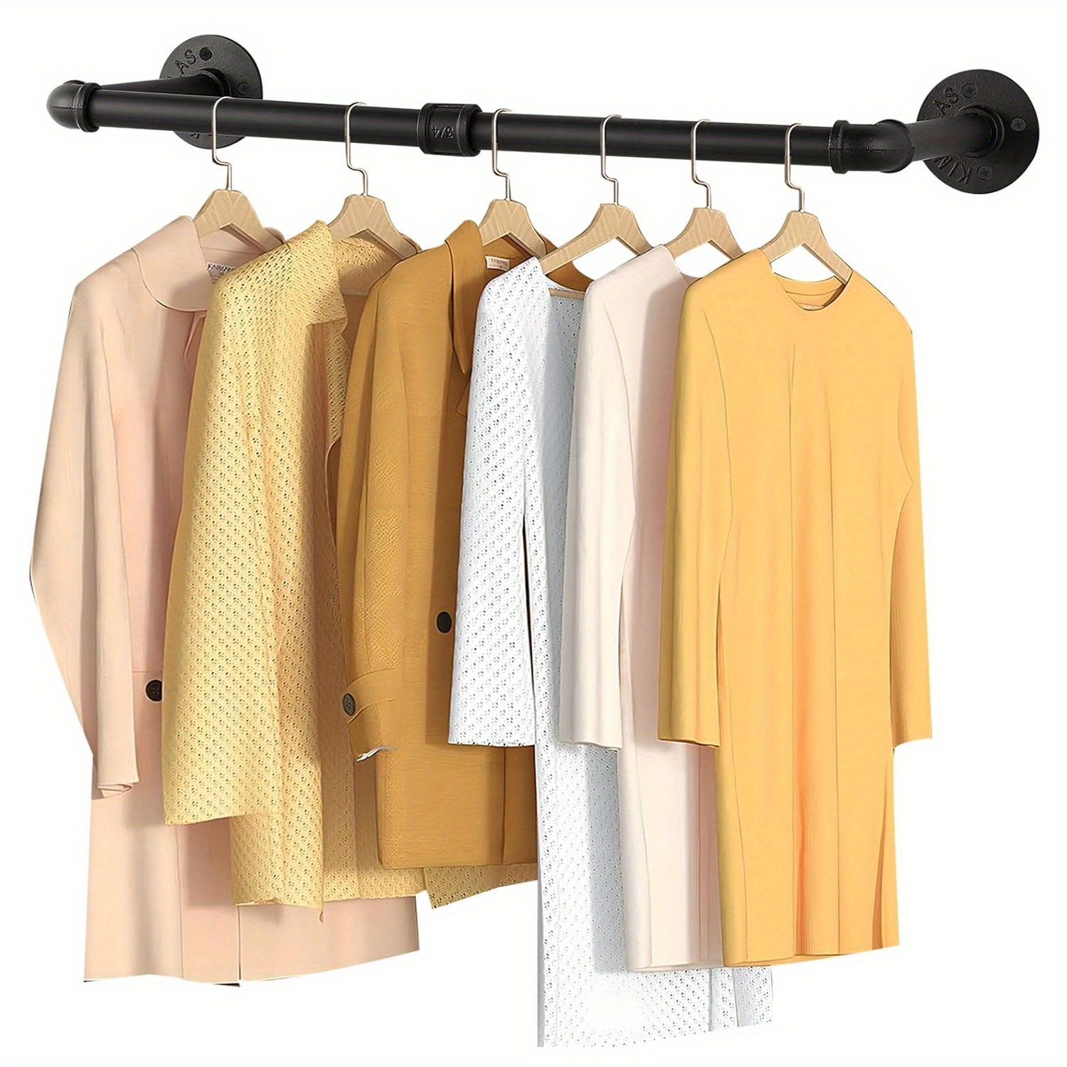 Image of Heavy-duty Wall-mounted Clothes Rack Made Of Industrial Pipes, Standing 97cm Tall, Designed To And Suitable For Laundry, Living Rooms, And Closets