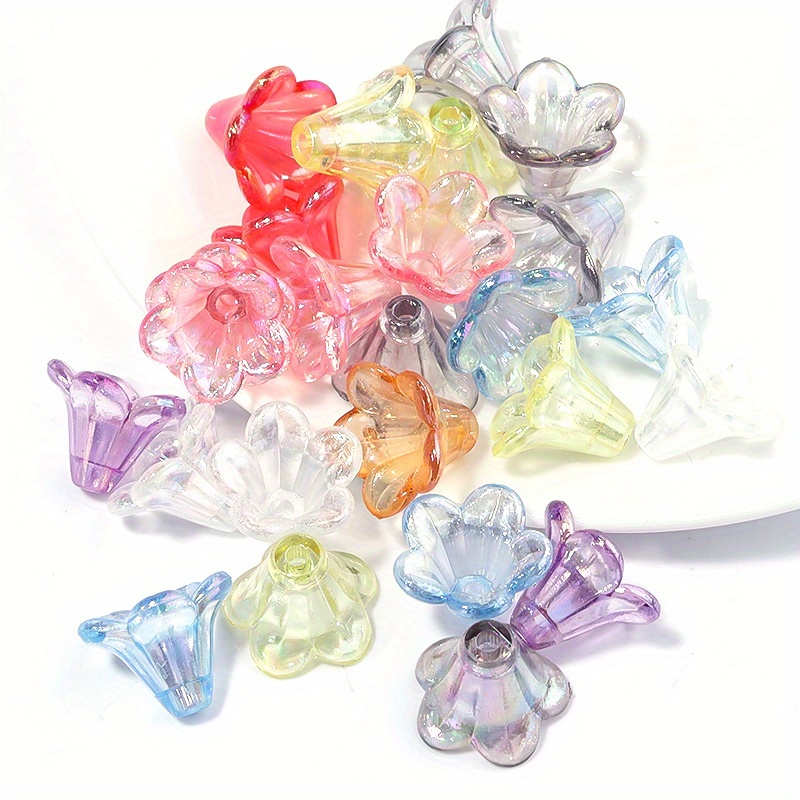 50 peças de miçangas acrílicas ab coloridas, espaçadores de flor, tampas de miçangas, miçangas decorativas para   joias, miçangas soltas, pulseiras diy, atacado