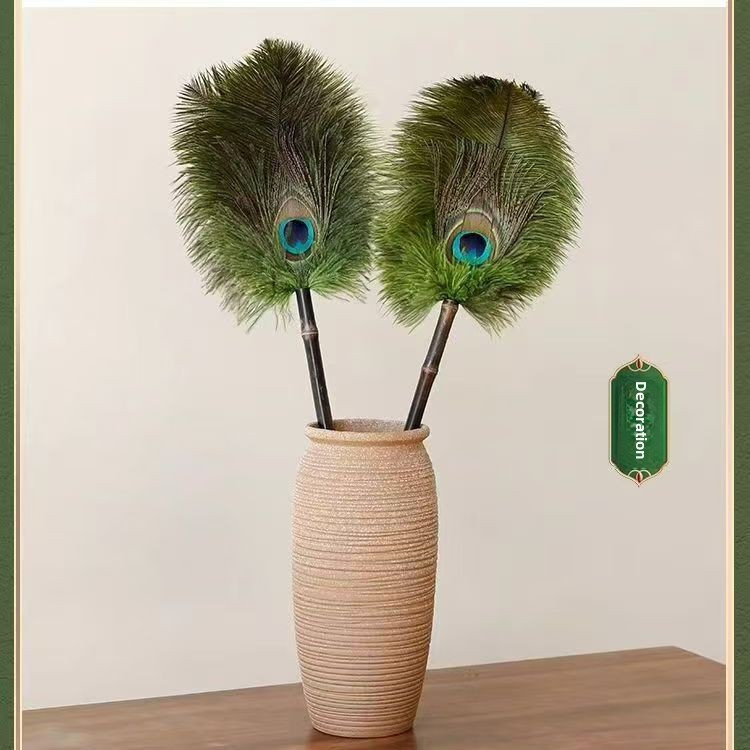 ostrich peacock dust duster anti static high end retro household feather duster   cleaning dust sweeping artifact details 0