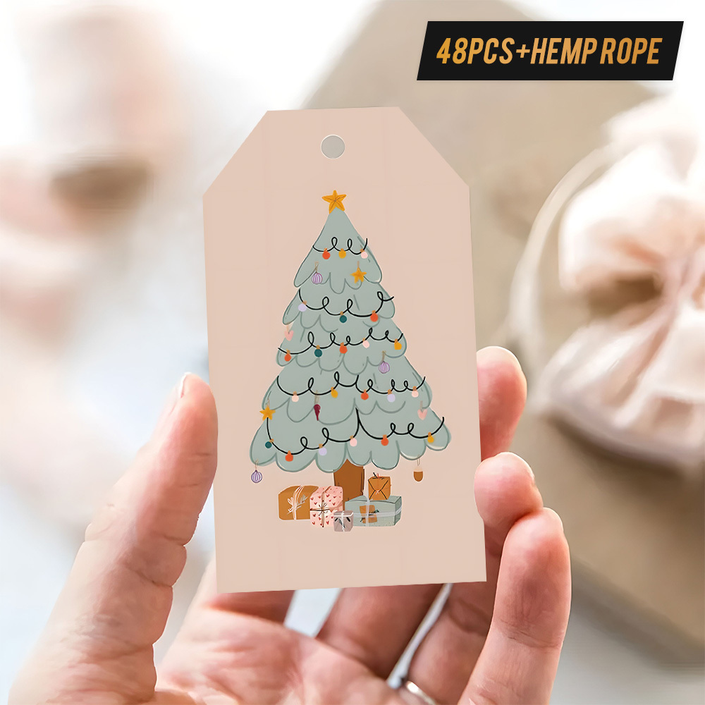 TEMU 48 Etichette Regalo Natalizie con di - di Natale e Decorazioni, Carte Festive per Confezionamento, , Ideali per , Famiglia, Colleghi, Coppie