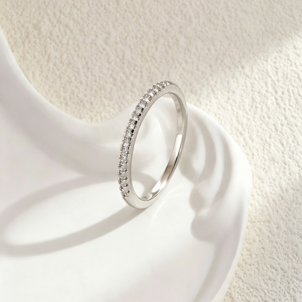 Women's Micro Paved Shiny Ring, Minimalist Elegant Design