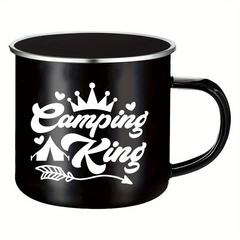12oz Black Enamel Coffee Mug - Perfect Gift For Outdoor Adventurers, Reusable & High-quality, Ideal For Hiking & Camping, For