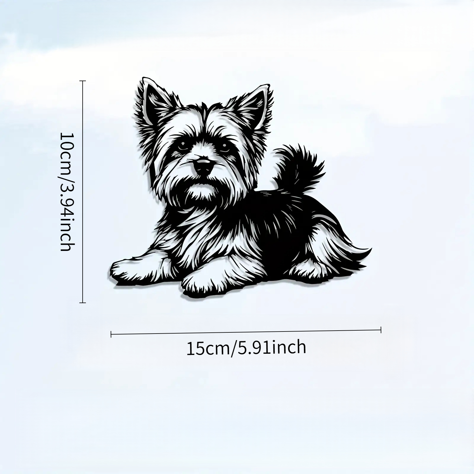 TEMU 2d Flat, 1pc Yorkshire Terrier Wall Decor - Vintage Suitable For Pet Owners, Black & White Yorkie Statue, Durable Acrylic Dog Mural For Home,