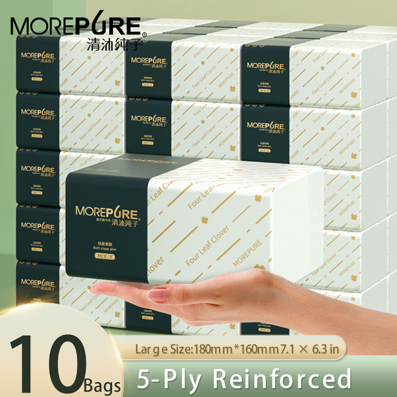 Image of 10 Packs X 320 Sheets 5-ply Premium Natural Wood Tissues | Dry/ Wet Use Paper Towels | For Car Restaurant | Paper Drawing Size: 18cmx16cm