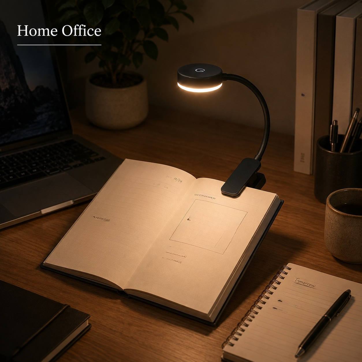 Portable Stepless Dimmable Clip-On Book Light for Reading