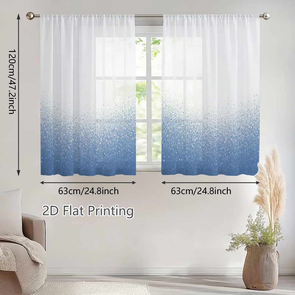 TEMU Plat 2D, 2 pièces Rideaux Voilages Printemps Été, Motif à Dégradé du Blanc , Parfaits pour Salons, Chambres, à Manger, Cuisines et Bureaux à