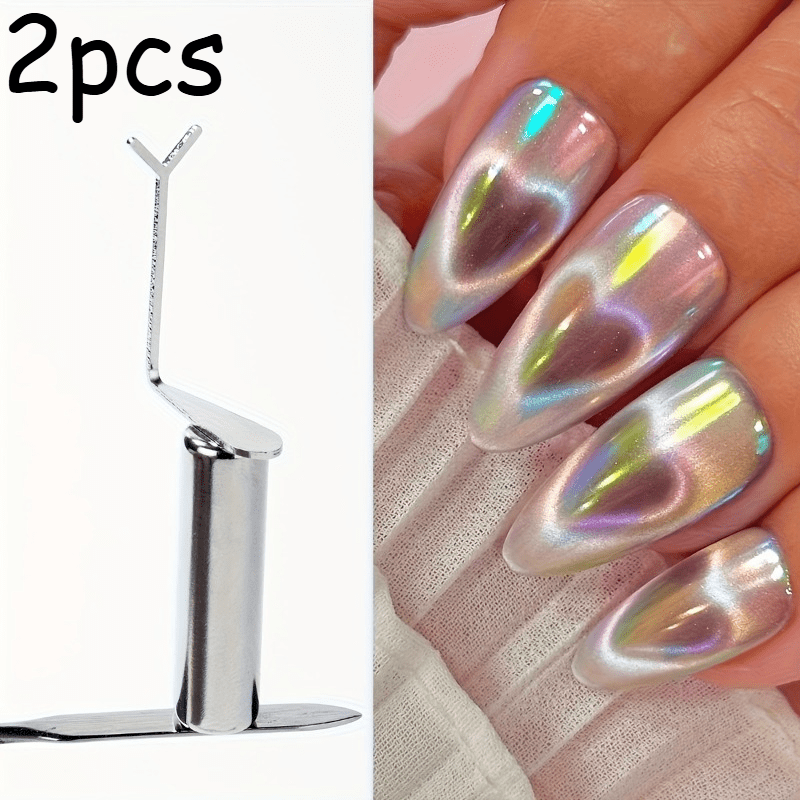 TEMU 2pcs Professional Cat Eye Nail Magnetic Plates, Ideal For Black Hole, Heart & Eye Gel Polish, Essential Tool For Nail Artists & Salon Display
