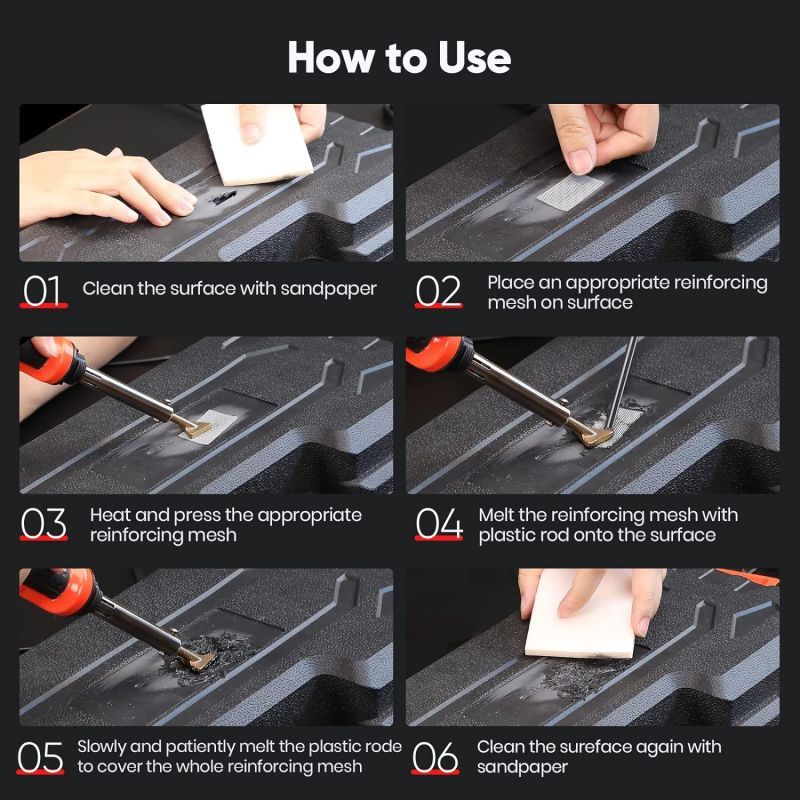 2 in 1 plastic welding kit 100w plastic welding repair kit   temperature control soldering gun plastic welding set for surface repair us plug Product details 6