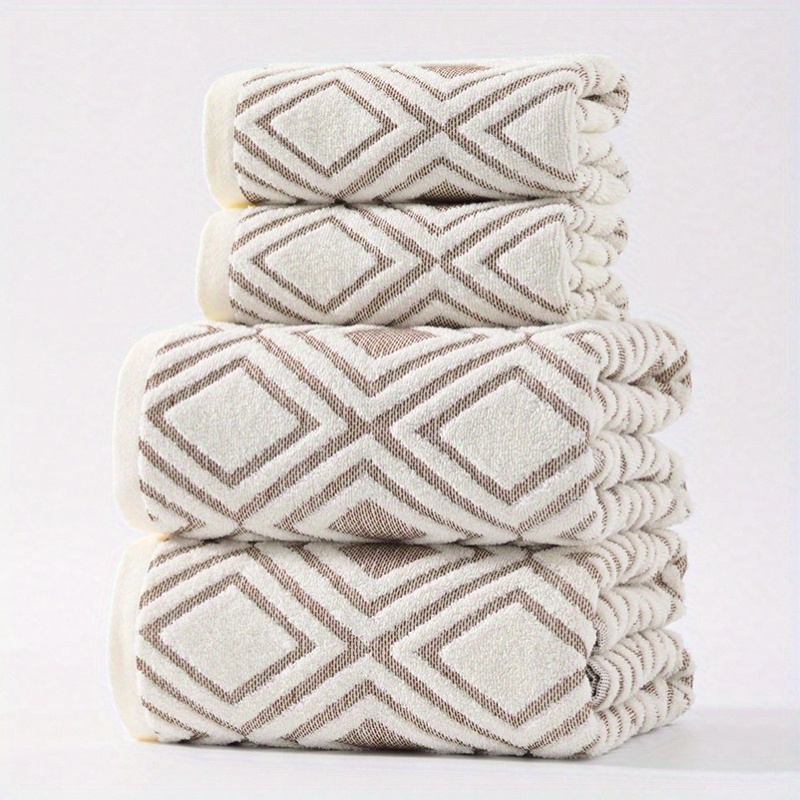 2pcs/4pcs Set, 100% Pure Cotton Towels Measuring 40*75Cm, Bath Towels Measuring 70*140Cm, Modern Minimalist Houndstooth Cotton Towel And Bath Towel Set, Elegant Towels And Bath Towels for Couples, Perfect As Valentine'S Day Gifts