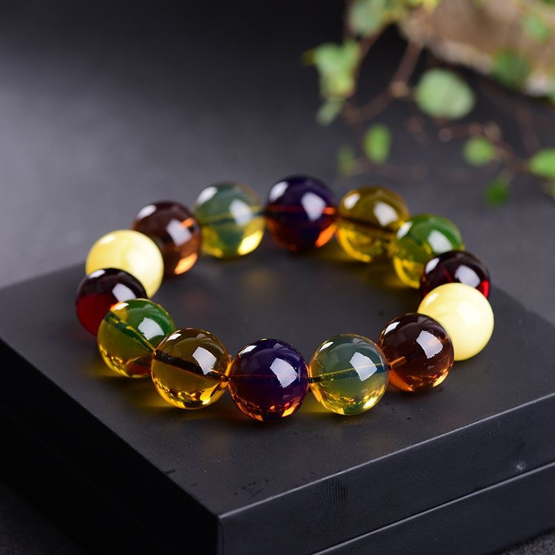 

Natural Beeswax Amber Multi-treasure Bracelet Original Ore Golden Amber 9 Bracelet Couple Transfer