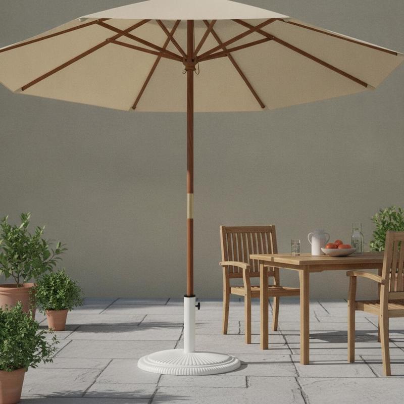 Image of Parasol Stand White 45x45x30cm Cast Iron The Essential Foundation To Keep Your Outdoor Umbrella Secure And Upright