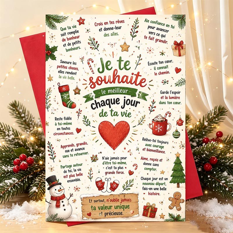 TEMU 1pc French-themed Christmas Greeting Card Suitable For Adults With English & French Text, Bilingual For French Language , For Love And Wishes,