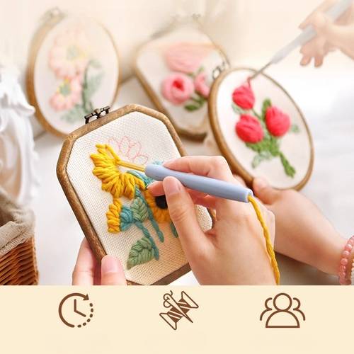 diy needle punch embroidery kit with sunflower complete craft for beginners fabric with pre printed holes needlepoint project for s multicolor