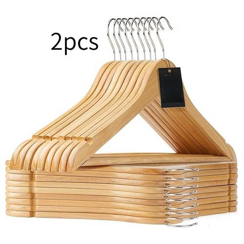 2 wooden hangers set non slip wooden hangers with pant swivel hook and non slip coat hangers shirts suitable for hanging suits jackets dresses pants natural durable