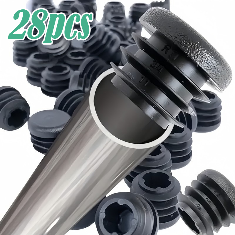 TEMU 28pcs 25mm Round Pipe Plugs, Flat Beautiful Sealing Caps, Dustproof Protect Pipe Walls, Shock Absorption, For Furniture Legs And Fence Pipes