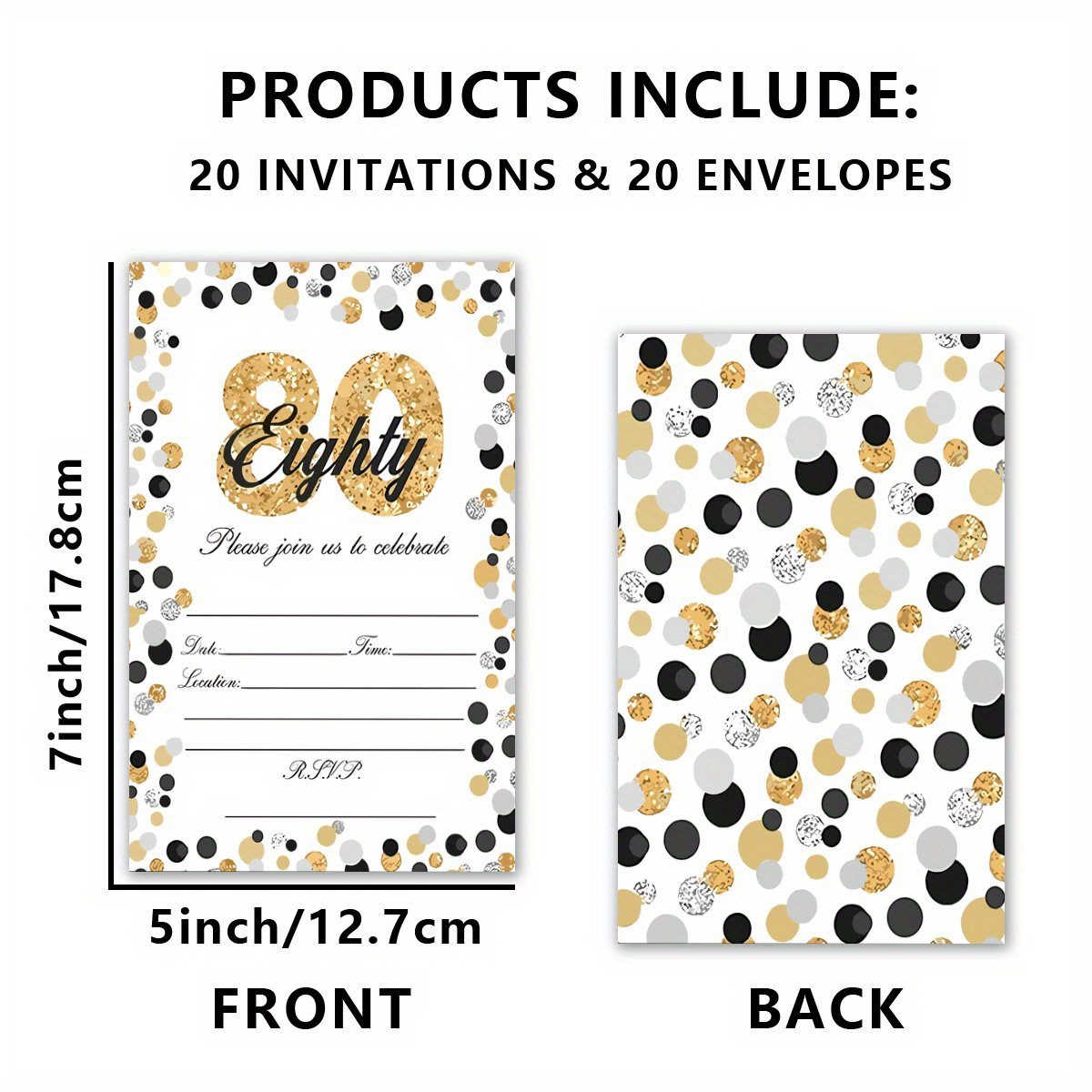 TEMU Set Of 20 Birthday Invitation Cards, Complete With Envelopes, Featuring Double-sided Invites For Your Birthday Celebration