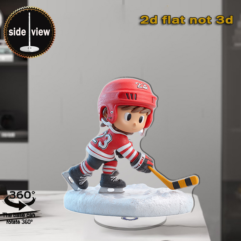 TEMU Sculpture acrylique 2D plate, 1 pièce, rotative, athlète - Figure rotative avec de but de patineur, décoration de bureau/mur/table pour les fans