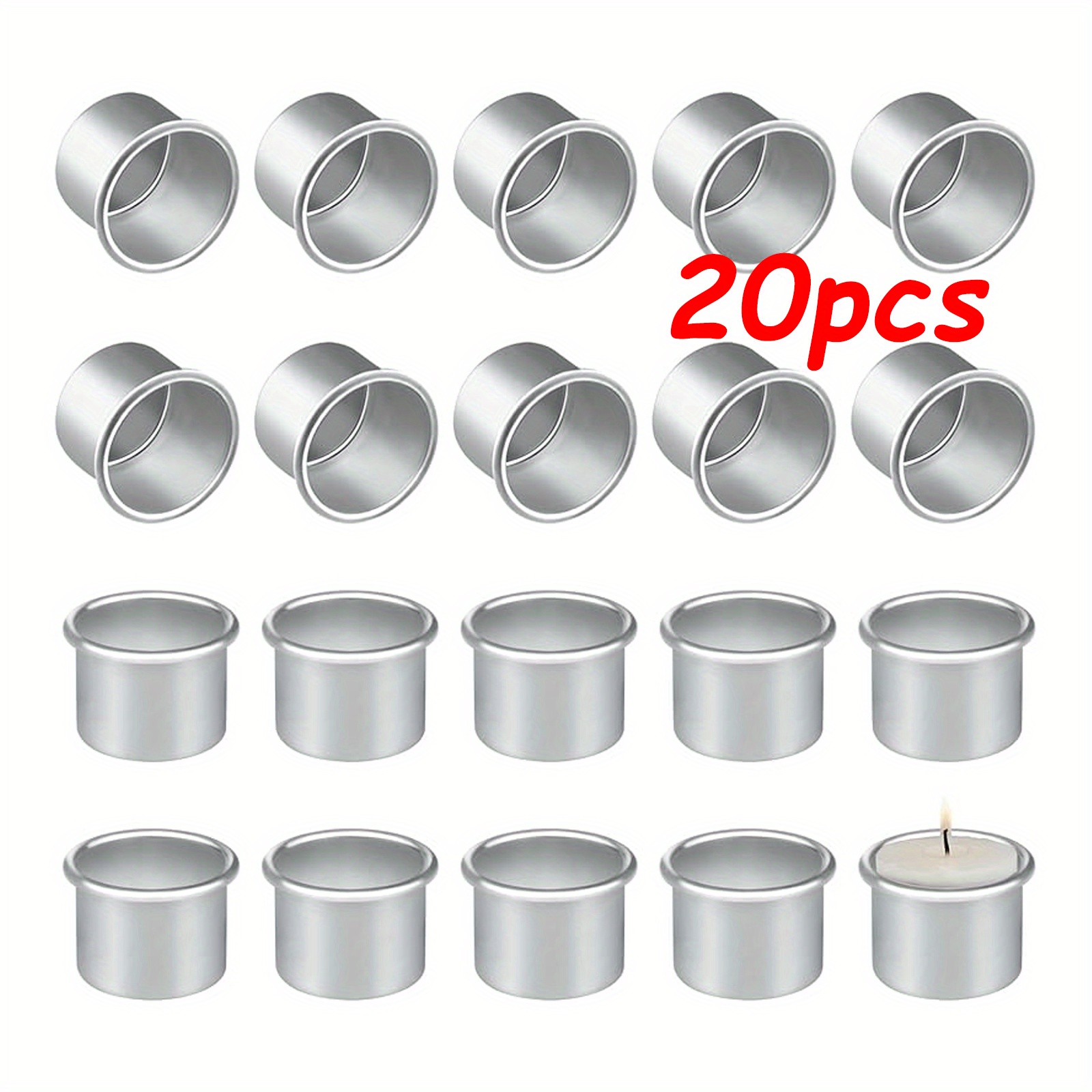 Image of Set Of 20 Silver-white Candle Holders, Versatile Candle Stands Designed For Weddings, Ideal For Arranging Birthday Candles, Enhancing Wedding Decor, Celebrating Birthday Parties, Decorating Gatherings