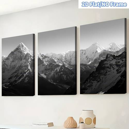 imagen del artículo juego de 3 láminas artísticas 2d s sin de paisajes y con montañas nevadas naturales, para decoración , de pared, habitación, , dormitorio, comedor, decoración de , regalo festivo, decoración 2d para halloween y navidad