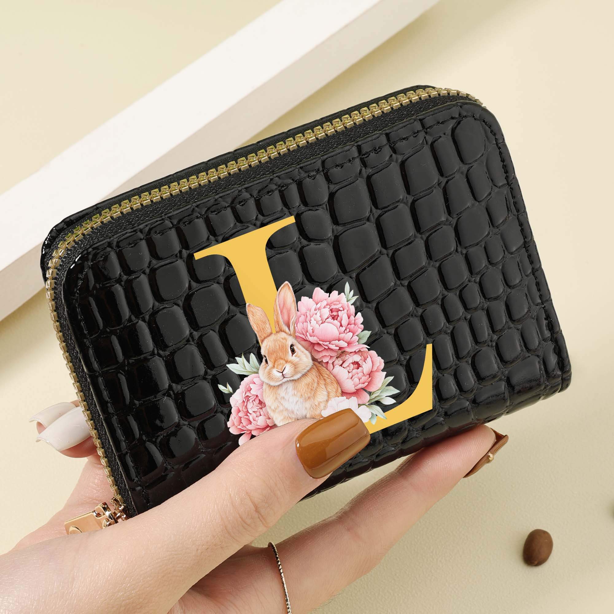 1Pc Womens Zipper Wallet Compact Zip Around Purse Floral