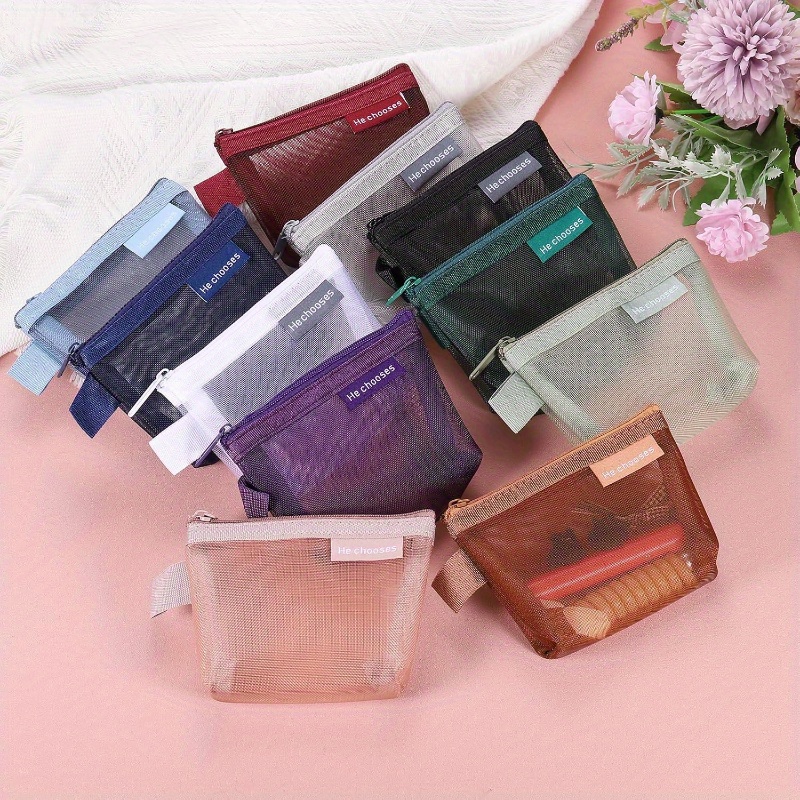 Image of Random Color Voryrum 6pcs Mini Organizer Bags Pouch Set Nylon Breathable Mesh Portable Transparent Zippered Bags For Travel Stationery Accessories
