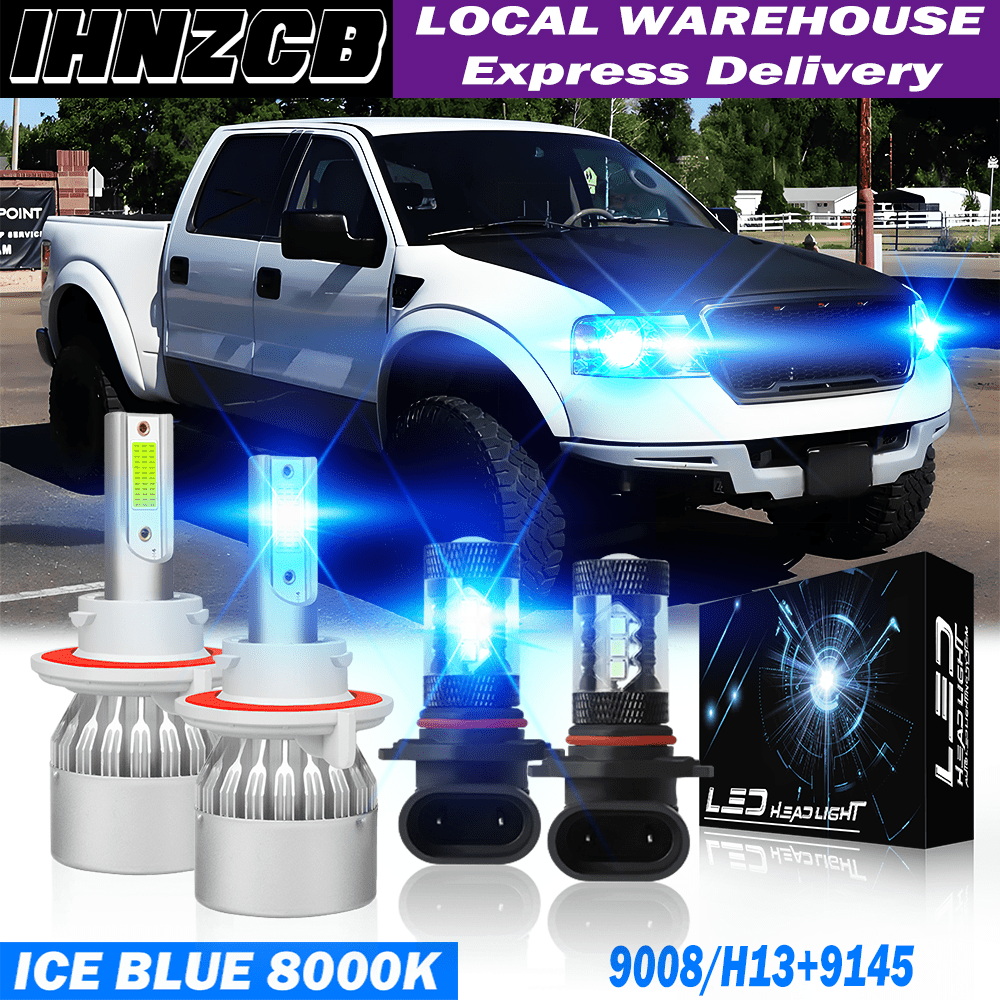 2004-2014 8000k Led Headlight Bulbs High/ Low Beam + Fog Light Bulbs Combo - 9008/ H13+9145, , Plug And Play, , Without Battery