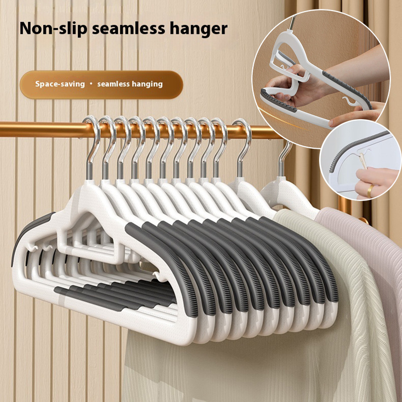 

10pcs Anti-slip Tpe Rubber Hangers With Hook Design, Strong -bearing, Non-marking, Space-saving - Ideal For Clothes And Home Use, Hangers For Clothes, Rack, Without Deformation