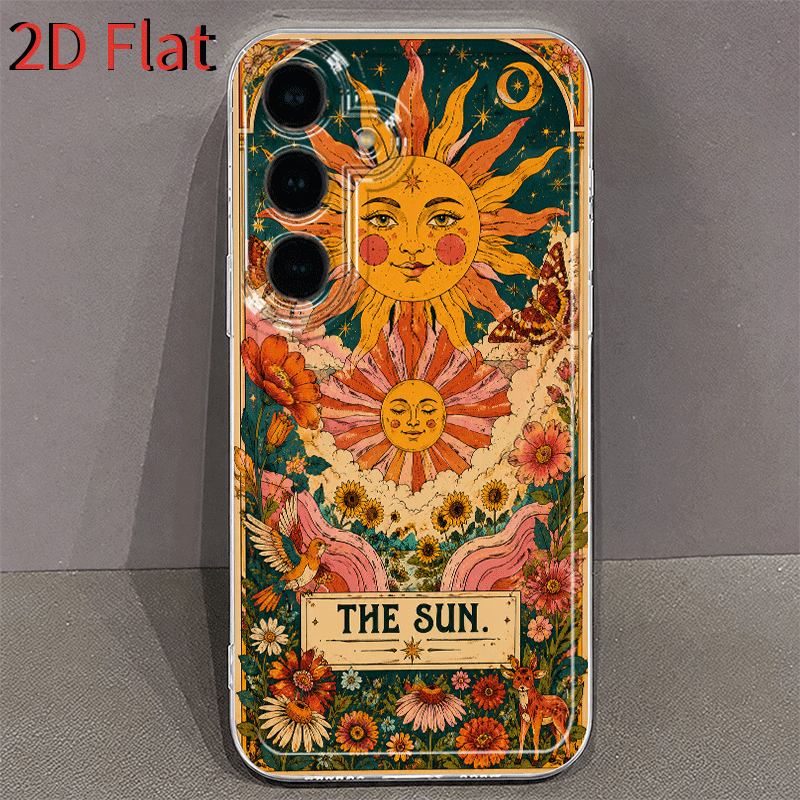 TEMU Phone Case - 2d Flat Retro Sun Card Phone Case For Galaxy A03s A04 A05s A06 A07 A13 A14 A15 A16 5g A17 A21s A22 A23 A24 A25 A26 A32 A34 A35 A36