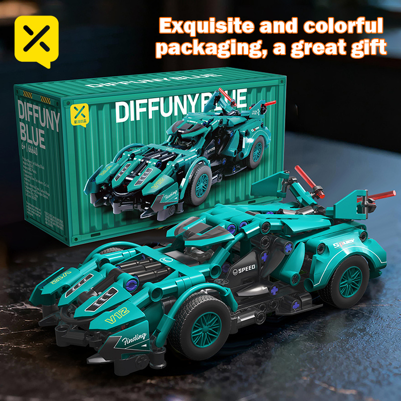Image of 313pcs Mini Blue Racing Building Blocks Assembled Toy Model, Building Blocks Assembled Model, Easy To Operate, Suitable For Birthday, Christmas, Halloween, Thanksgiving, New Year, Party Gift