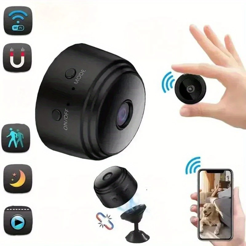 a9 1080p hd wifi mini surveillance a wireless corder for smart home usb powered remote access black for indoor use indoor sleek a design usb powered details 0