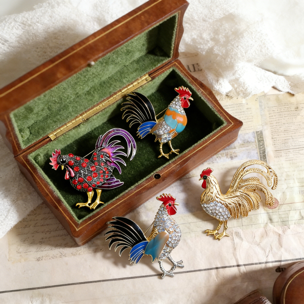 TEMU 4pcs Baroque Luxury Brooch - Vintage Rooster Animal Design Suitable For , Wedding,, Daily Wear, Elegant Jewelry Gift For, Wedding Accessories,